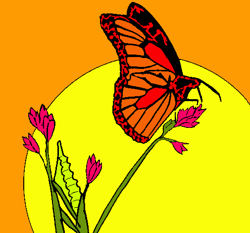 Dibujo Mariposa en una rama pintado por kmy-maura