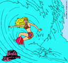 Dibujo Barbie practicando surf pintado por CRSTY