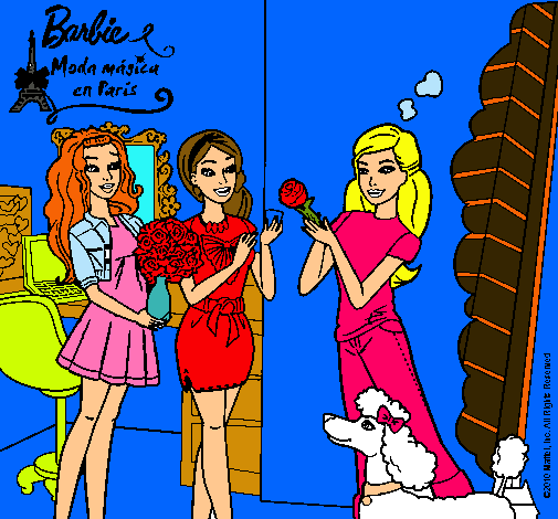 Dibujo Barbie de compras con sus amigas pintado por anto12
