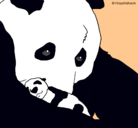 Dibujo Oso panda con su cria pintado por ector