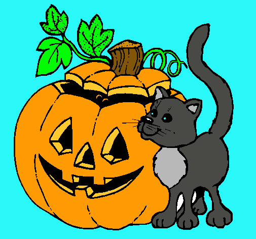 Calabaza y gato