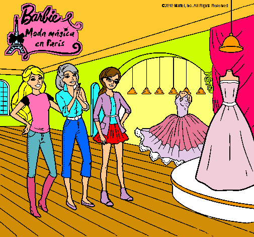 Barbie mirando vestidos