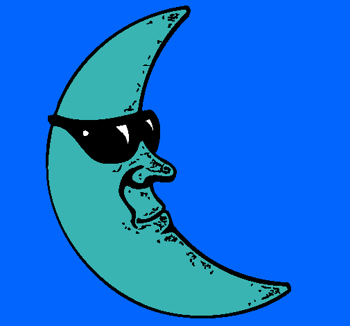 Dibujo Luna con gafas de sol pintado por lkaritoO