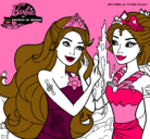 Dibujo Barbie se despiede de la reina sirena pintado por anrdea