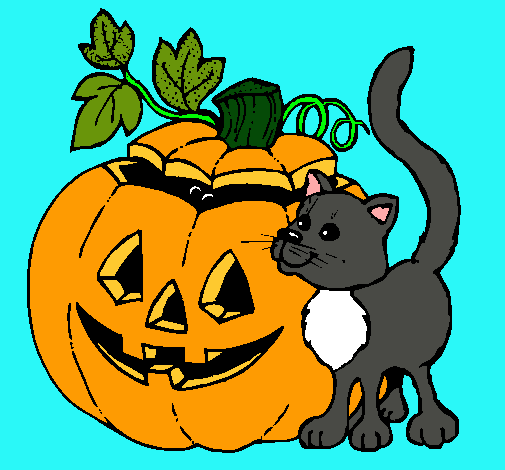 Calabaza y gato