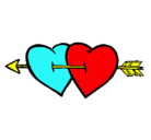 Dibujo Dos corazones con una flecha pintado por Rebeducelok