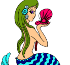 Dibujo Sirena y perla pintado por cola