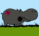 Dibujo Hipopótamo con flores pintado por ARELI 