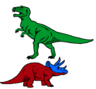 Dibujo Triceratops y tiranosaurios rex pintado por diego23