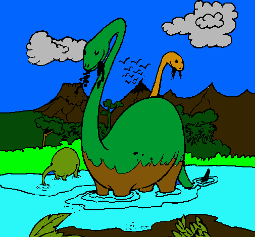 Dibujo Apatosaurios en el agua pintado por sofiaj