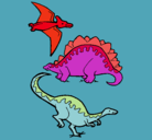 Dibujo Tres clases de dinosaurios pintado por ANDREU