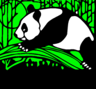 Dibujo Oso panda comiendo pintado por pandor