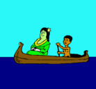 Dibujo Madre e hijo en canoa pintado por jkkhdfgb