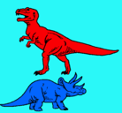 Dibujo Triceratops y tiranosaurios rex pintado por soraya234