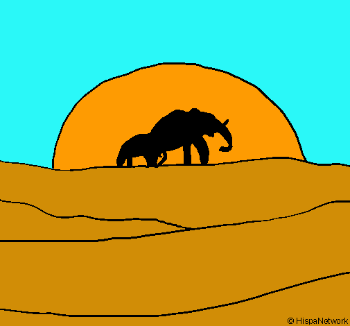 Elefante en el amanecer