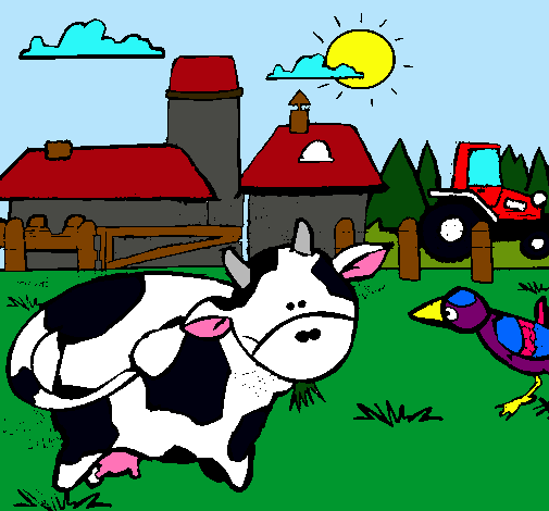 Vaca en la granja