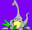 Dibujo Diplodocus sentado pintado por dinosaurios