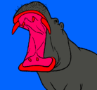 Dibujo Hipopótamo con la boca abierta pintado por halo