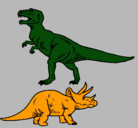 Dibujo Triceratops y tiranosaurios rex pintado por cucallo