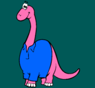 Dibujo Diplodocus con camisa pintado por dinosaurios
