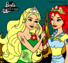 Dibujo Barbie se despiede de la reina sirena pintado por scooby