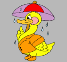 Dibujo Pato bajo la lluvia pintado por LucyVega22
