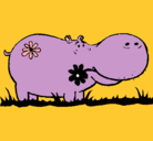 Dibujo Hipopótamo con flores pintado por hipootamo