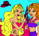 Dibujo Barbie se despiede de la reina sirena pintado por sirni