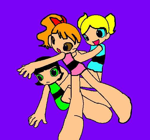Dibujo 3 chicas pintado por Laura2