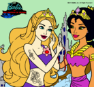 Dibujo Barbie se despiede de la reina sirena pintado por Linsay