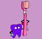 Dibujo Muela y cepillo de dientes pintado por vitamarta