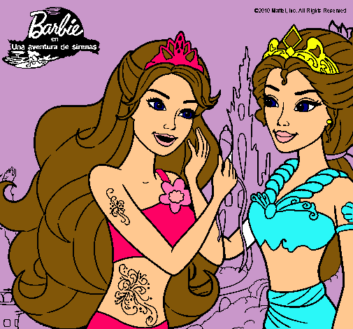 Dibujo Barbie se despiede de la reina sirena pintado por valerie12