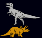 Dibujo Triceratops y tiranosaurios rex pintado por prof