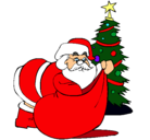 Dibujo Papa Noel repartiendo regalos pintado por ceel