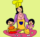 Dibujo Mama cocinera pintado por mama
