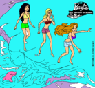 Dibujo Barbie y sus amigas en la playa pintado por hgvfvcdffgh