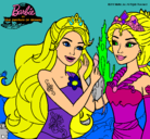 Dibujo Barbie se despiede de la reina sirena pintado por estrellitali