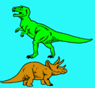 Dibujo Triceratops y tiranosaurios rex pintado por dino