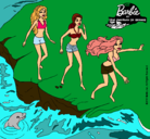 Dibujo Barbie y sus amigas en la playa pintado por Kagamine