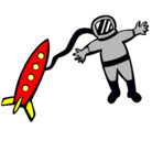 Dibujo Cohete y astronauta pintado por jfdu