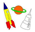 Dibujo Cohete pintado por cohete