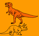 Dibujo Triceratops y tiranosaurios rex pintado por ailen