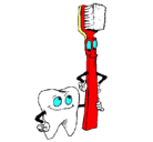 Dibujo Muela y cepillo de dientes pintado por wein