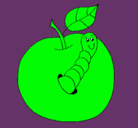 Dibujo Manzana con gusano pintado por acvalle