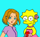Dibujo Sakura y Lisa pintado por evelio