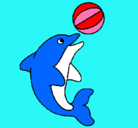 Dibujo Delfín jugando con una pelota pintado por mabe2