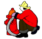 Dibujo Bombero en la boca de incendios pintado por yonki
