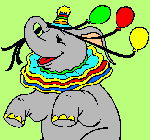 Dibujo Elefante con 3 globos pintado por ALE2004