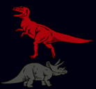Dibujo Triceratops y tiranosaurios rex pintado por charl