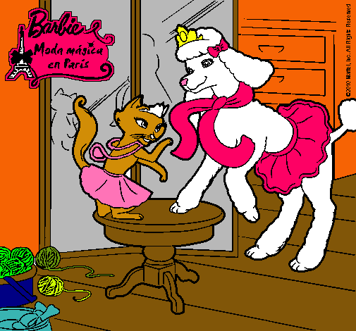 Las mascotas de Barbie jugando